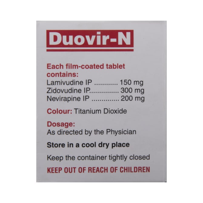 Lamivudine (150mg) + Zidovudine (300mg) + Nevirapine (200mg) Duovir N Tablet - Image 3