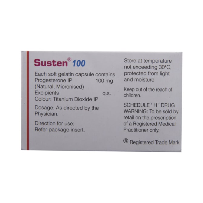 Progesterone (Natural Micronized) (100mg) Susten Soft Gelatin Capsule (prometrium) - Image 3