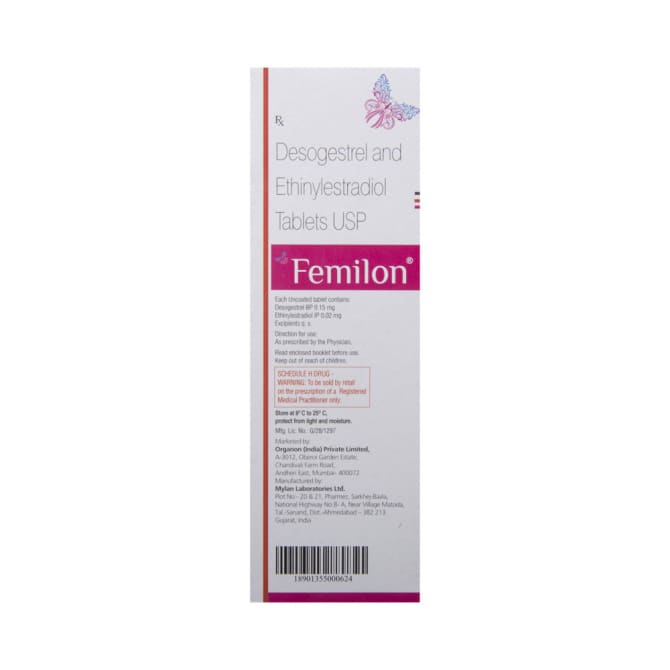 Ethinyl Estradiol (0.02mg) + Desogestrel (0.15mg) Femilon Tablet - Image 4