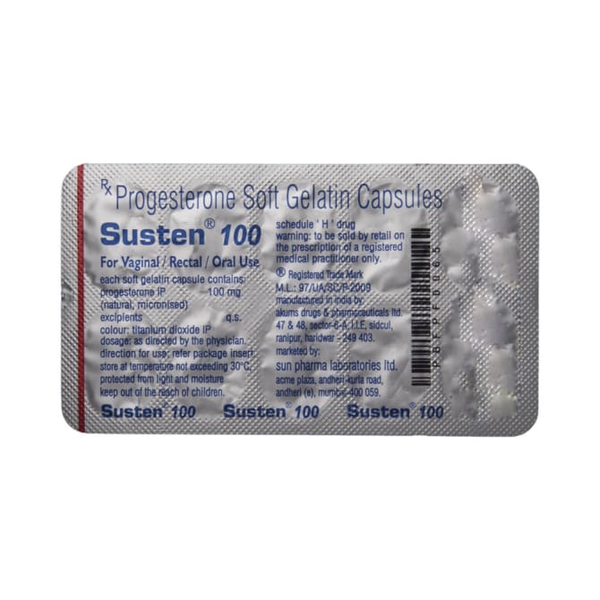 Progesterone (Natural Micronized) (100mg) Susten Soft Gelatin Capsule (prometrium) - Image 5